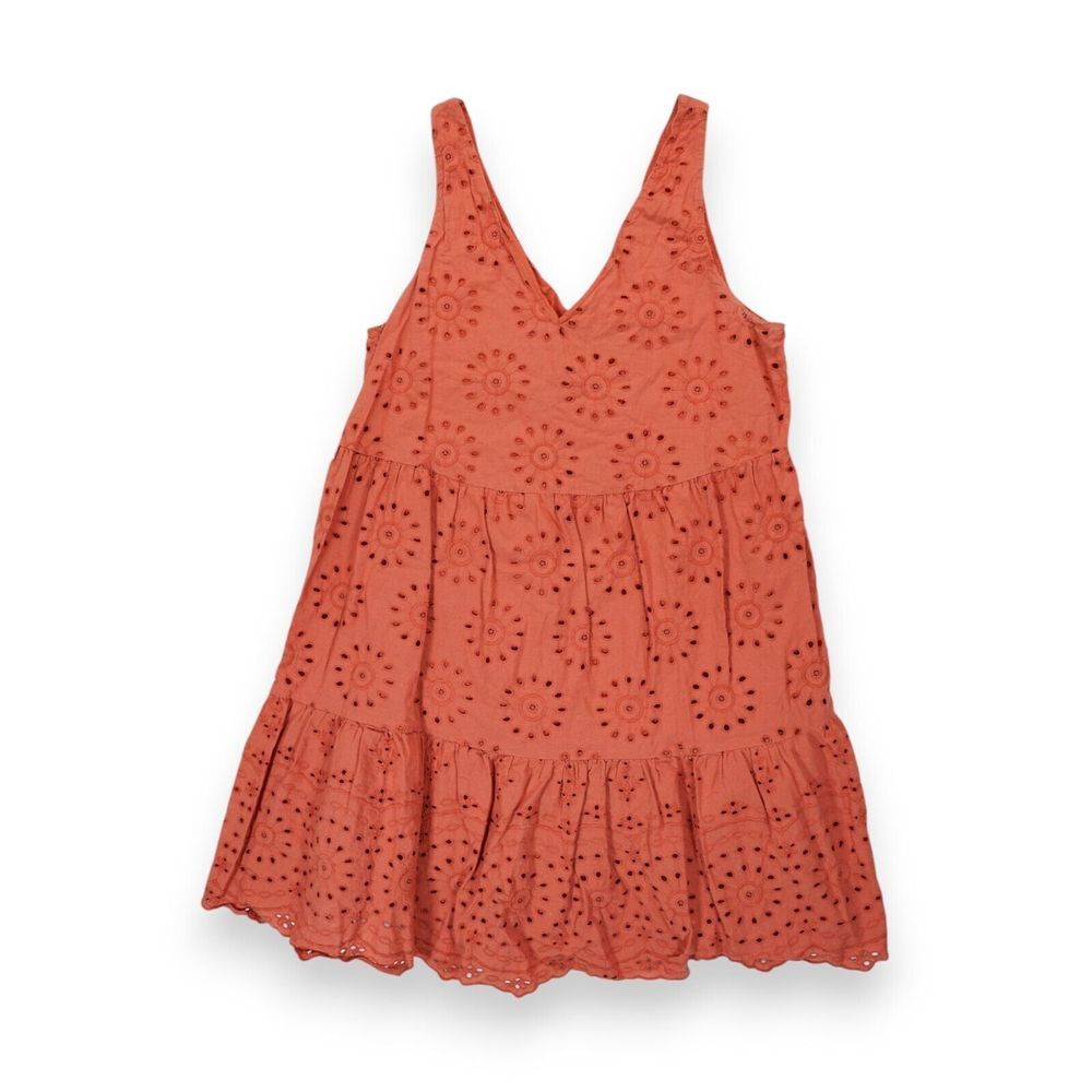 LOFT‎ Women's Orange Tank Dress Eyelet Sleeveless Sundress Small MSRP $99